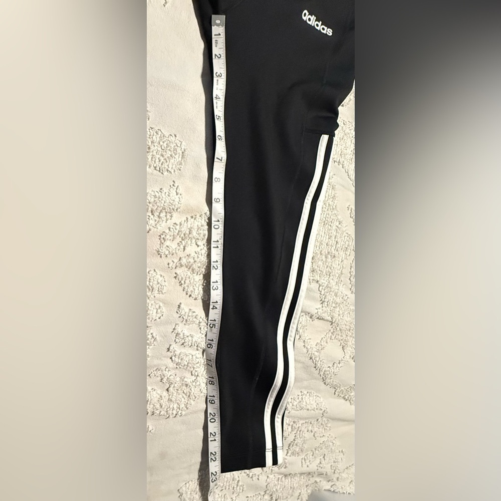 Adidas Black Leggings with White Stripes Size S - Picture 7 of 8